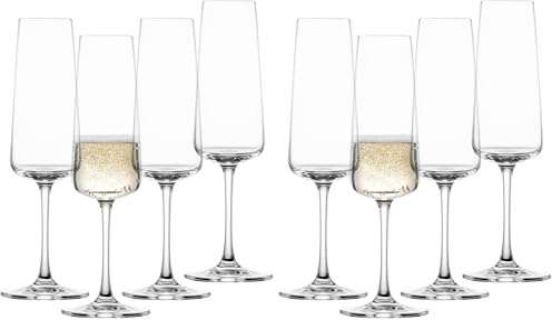 Schott Zwiesel Sektglas MioVino (4er-Set), moderne Schaumweingläser, spülmaschinenfeste Tritan-Kristallgläser, Made in Germany (Art.-Nr. 124052) (Packung mit 2)