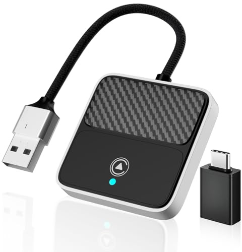 Adaptador Carplay Inalambrico, Conversión de Cable a Inalámbrico con USB/Tipo C, Plug & Play, Car Play Inalámbrico para Apple Coche para iPhone 6+, iOS 10+, para Coches a Partir de 2017 (para iOS)