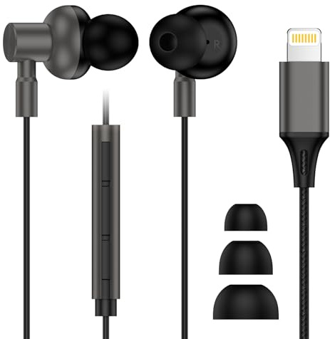 Lightning Wired Earphones,Lightning Earphones for iPhone HiFi Stereo Noise Isolating Headphones Wired in Ear Earbuds with Microphone and Volume Controller Compatible with iPhone14/13/12/12Pro Max/11