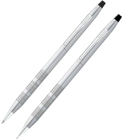 CROSS Classic Century Satin Chrome Ballpoint Pen/0.5Mm Pencil Set | Writing Instrument Set for Effortless Writing and Everyday Notes, Ballpoint Pen and Mechanical Pencil, Slim Profile
