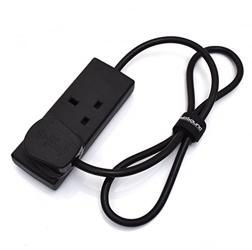 2-Gang Extension Trailing Lead - Black Multi Plug Power Cable - 1m / 2m / 3m / 5m 1m