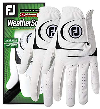 FootJoy Herren WeatherSof 2-Pack Prior Generation Golf-Handschuhe, Weiß (2-er Pack), Large