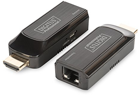 DIGITUS Mini HDMI Extender Set Kabel-/Adapterset Digital/Daten Digital/Display/Video Strom/Netzteil HDMI-Kabel CAT 6 50 m USB Schwarz