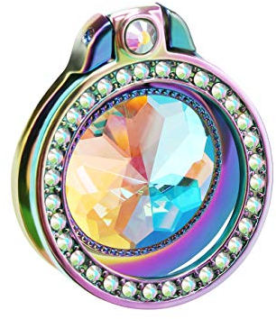 lenoup Iridescent Glitter Bling Bling Smartphone Handy Ring Fingerhalterung, Sparkle Handyring Künstlicher Diamantständer, Smartphone Handyringhalterung Finger für Telefone, Pad (Regenbogen)