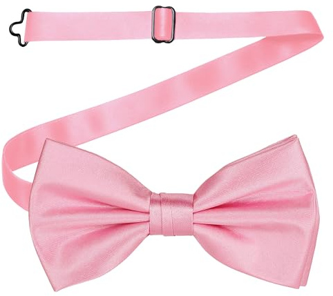 WedDecor Adjustable Pre-Tied Bow Tie for Men, Women & Kids | Plain Solid Colour Satin Formal Neck Bow Polyester Butterfly Bow for Wedding, Prom, Party, School & Events