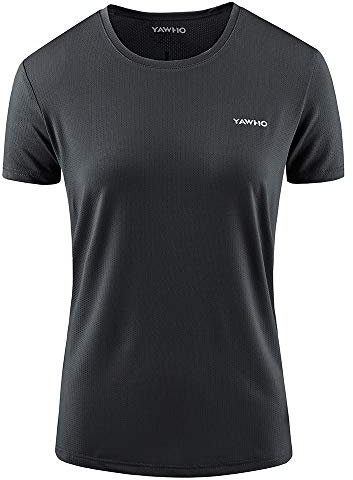 YAWHO Damen Sport T-Shirt 1 bis 3er Pack Kurzarm Rundhals Atmungsaktiv Schnelltrocknendes Funktionsshirt Laufshirt Fitness Shirt Trainingsshirt für Running Workout Gym (Black 0226, M)