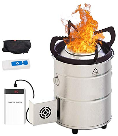 Réchaud de camping portable à haute efficacité sans fumée avec souffleur alimenté par USB pour la survie, le camping, le barbecue de jardin et la préparation d'urgence