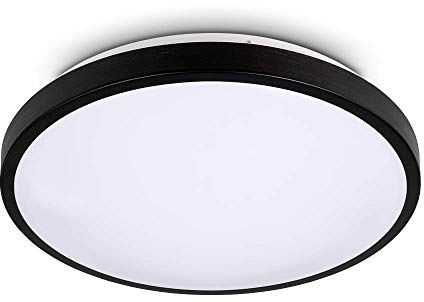 Kwazar Luminaire Deckenleuchte rund Küche Flur 2 x E27 Fassung Modern Deckenlampe Aluminium Lampe Ø 33cm Deckenstrahler schwarz Romi