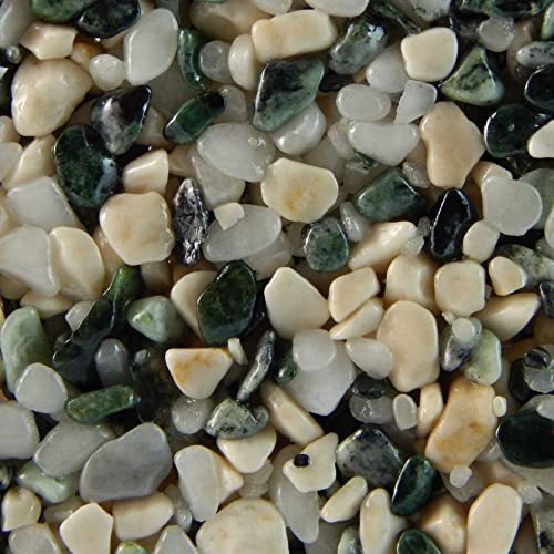 Terralith Steinteppich Marmor Komplett-Set für 1qm - Körnung: fein - 2-4mm mit Polyurethan Bindemittel - für Außen in schwarz-weiß (mix verona)