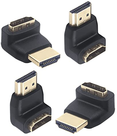 LEENUE 4 Stück HDMI Winkelstecker 90 Grad und 270 Grad, HDMI Winkel Adapter, 4K Stecker auf Buchse Adapter, für 3D UHD, ARC, HDR, Monitor, TV, PS5, Roku Stick