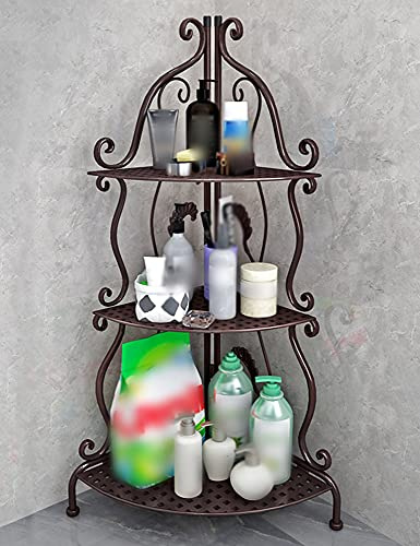Shelving Unit,Save Space Folding Bookshelf Storage Rack, Multi-Layer Tripods Floor-Standing Bathroom Racks/Coffee / 43x30x83cm