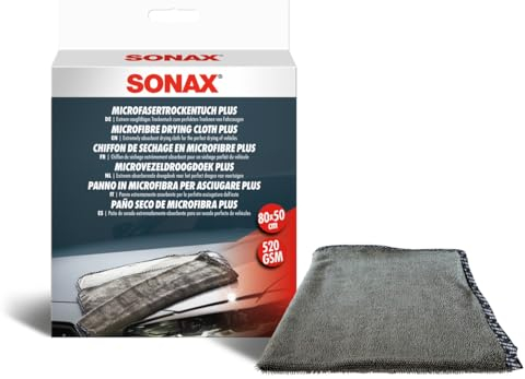 SONAX MicrofaserTrockenTuch Plus (1 Stück) im Großformat zur perfekten, streifenfreien Trocknung von Fahrzeugen | Art-Nr. 04512000