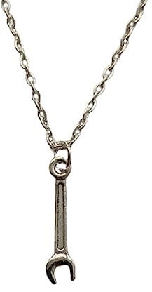 Spanner Charm Necklace, Tool Jewelry Charm, Wrench Pendant, Man Woman Necklace, 45+5cm, Zinc Alloy, No Gemstone