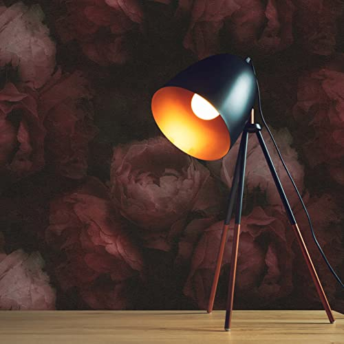 TADESSI Tapete Blumen Florentin M1-No.366 Vliestapete Rot Schwarz Tapete Floral Rosen für Wohnzimmer Schlafzimmer Küche