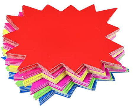 sourcing map Blanko-Stern-Preisetiketten, fluoreszierende Stern-Preisetiketten, 160 x 120 mm, 6 Farben, für Einzelhandelspreise, 60 Stück