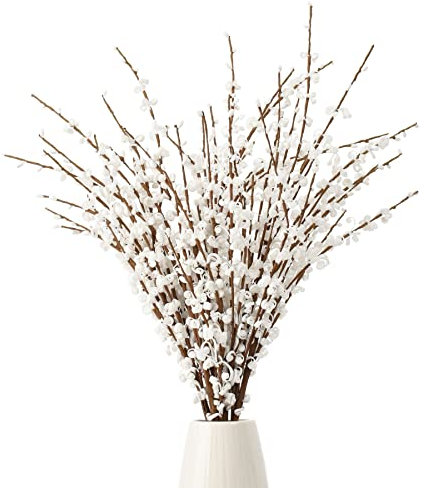 HUIANER 6Pcs 29.5 Artificial Jasmine Flowers with Long Stem Fake Flower Bouquet Faux Jasmine Plants for Wedding Bridal Bouquet Wreath Table Centerpiece Outdoor Décor (White)