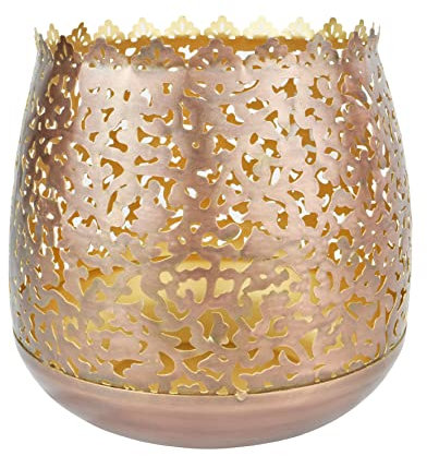 Metall Windlicht Samarra Kupfer | Orient Design Metalllaterne | Tischdeko | 21 cm