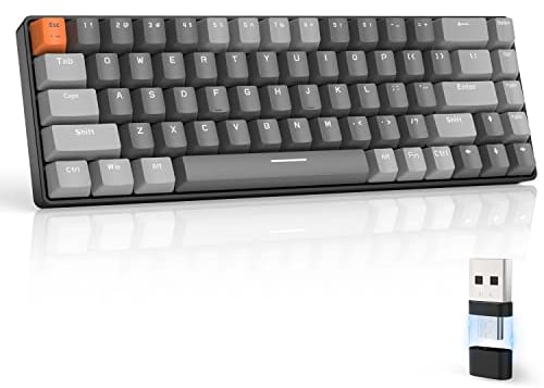 MAGIC-REFINER RK68 Tastiera Gaming Meccanica, 60% Tastiera Wireless 2.4Ghz/Bluetooth 5.0, Apex Pro Mini Hot-Swappable 68 Tasti Interruttore Blu con Ricevitore 2 in 1 per PC/MAC/Smartphone, QWERTY US