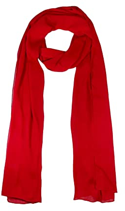 WESTEND CHOICE Crepe Chiffon Scarf Ladies Neck Wrap Women Scarves Crinkle Chiffon Scarf Stole Shawl women's scarves & wraps 150x47 cm (Red)