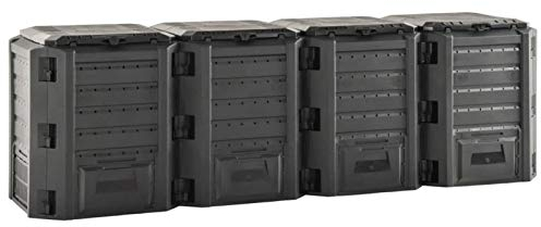 Gecheer Gartenkomposter Thermokomposter Komposter Abfall-Konverter Schnellkomposter Kompostierer Kompostbehälter Kompost Compost Vorhängeschlossloch Schwarz 1600 L