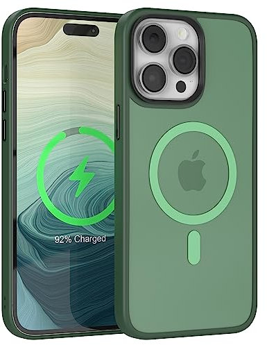 EAZY CASE - Outdoor Hülle kompatibel mit iPhone 14 Pro Max kompatibel mit MagSafe, stabile magnetische Hülle, Ultra-robust, Handyschale, sturzsicher, Transluzente Matte Schutzhülle in Nacht Grün