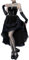 Goth Clothes Gothic Hi Low Swing Cocktail Party Dress Women's Vintage Goth Lace Smocked Elastic Waist Pleated Flowy Bodycon Dresses