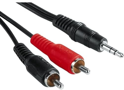 Hama Klinkenkabel 3,5mm - 2xCinch (Mini Jack 3,5mm, 5m, Korb, RCA Stecker, 2 Kerne) schwarz