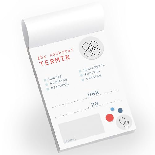 Primus Print Terminblocks - Terminzettel - Terminkarten für Kunden und Patienten - A7-50 Blatt - starkes Papier Arztpraxis Kosmetik Tierarzt Friseur Zahnarzt (10, Arztpraxis Weiß)