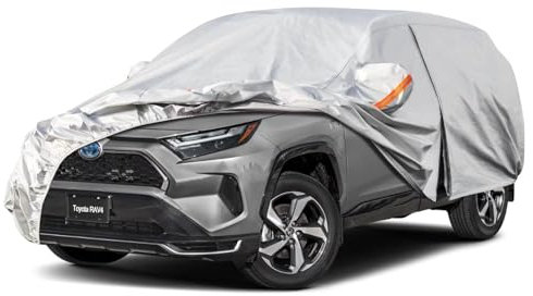 Kayme Autoplane Wasserdicht Atmungsaktiv für Toyota RAV4 (2008-2025), 6 Schichten Vollgarage Autoabdeckung für Regen Sonne Staub Schutz Verkratzt, Autoabdeckung mit Reflektierenden Streifen.