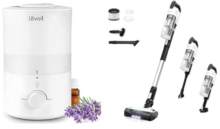 LEVOIT Dual 150 3L Luftbefeuchter mit Nachtlicht für Kinderzimmer und Schlafzimmer + LEVOIT Akku Staubsauger mit Tierhaardüse, Anti-Haar-Verwicklung, max 50min Laufzeit