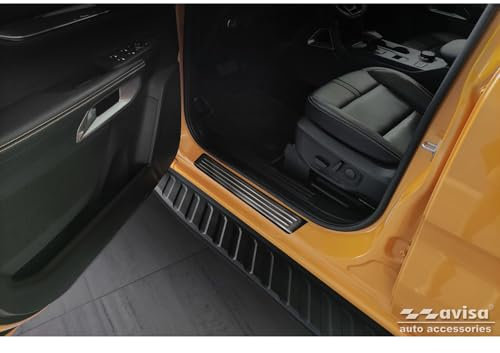 Avisa Schwarz Edelstahl Einstiegsleisten kompatibel mit Ford Ranger VI 2022- 'Lines' - 4-teilig