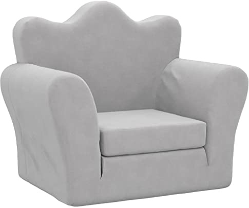 vidaXL Sofá Cama Infantil Felpa Suave Gris Claro