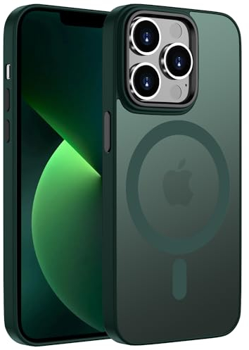 ORDA Magnetisch Hülle für iPhone 13 Pro Max 6,7 Zoll Kompatibel mit MagSafe,für iPhone 13 Pro Max Case Durchscheinende Matt Handyhülle Rückseite Dünn Stoßfest Schutzhülle Grün
