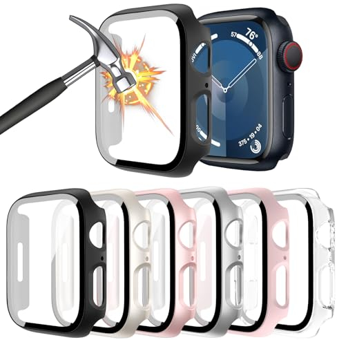 HAANILKYI 6 Stück Schutzhülle mit Displayschutzfolie Kompatibel mit Apple Watch SE(2nd Gen)/6/5/4/SE 44mm, Rundum Ultradünne PC Hard Hülle Kratzfest Schutzhülle für iWatch 44mm