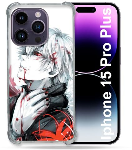 Cokitec Schutzhülle kompatibel mit MagSafe für iPhone 15 Pro Plus (6,7 Zoll), Manga Tokyo Ghoul Kaneki, Weiß