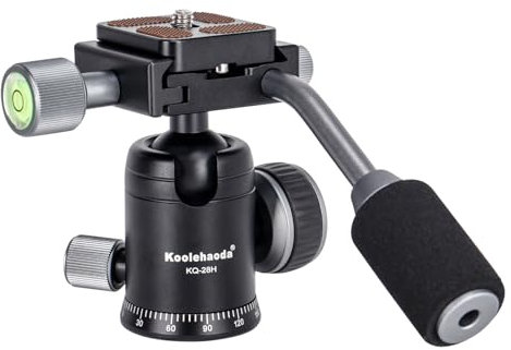 Koolehaoda Testa a sfera con manico panoramico interamente in metallo treppiede testa a sfera per monopiede, DSLR, videocamera, telescopio, carico massimo 8 kg