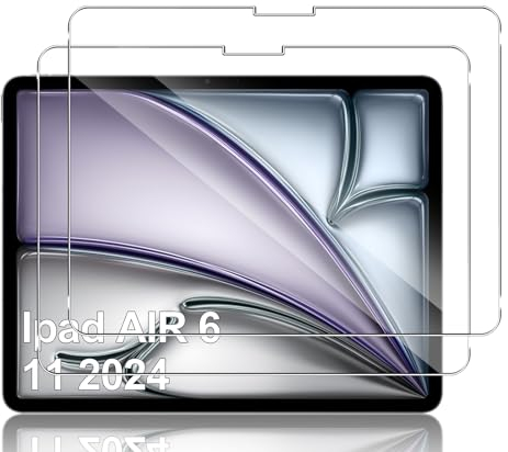 Lutree para iPad Air 7 (11'', 2025) / iPad Air 6 (11'', 2024) Cristal Templado, 2 Piezas Dureza 9H HD Protector de Pantalla, Anti-Arañazos Sin Burbujas Vidrio Templado Película Protectora