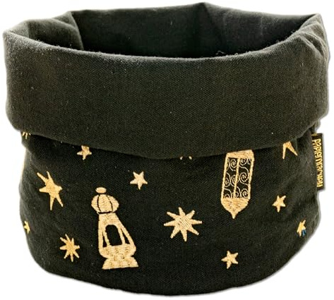 Papierdrachen Brotkorb zum Ramadan - schwarz gold bestickt - für festliche Tischdekorationen - Set 01