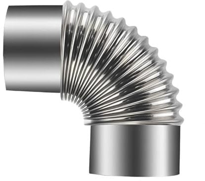 Tubo a gomito a 90°, tubo flessibile for fornace, canna fumaria for stufa a legna in acciaio inossidabile, 80 mm, 90 mm, 100 mm, resistente al calore, curva for camino, curva for esterni(120mm)