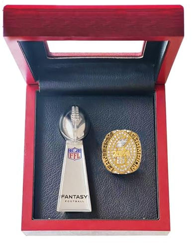 HYKJSHED Fantasy Football Ringe 2024 Meisterschaftsringe Sammlung FFL Meisterschaftstrophäe Geschenkbox Ring Displaybox(10)