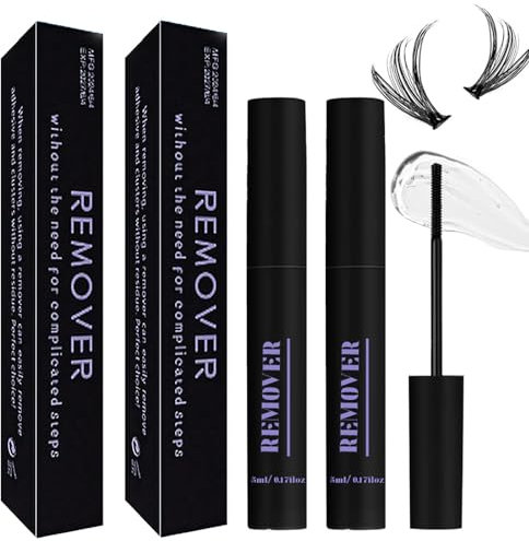 Qiveaory 2Pcs Lash Remover for Lash Extension,Cluster Lash Glue Remover Individual Eyelashes Gentle Eye Removal for False Lashes,Eyelash Extension Adhesive Remover Self Use at Home