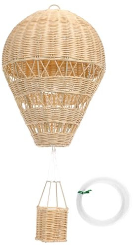 FUNOMOCYA Gewebter Rattan-heißluftballon Kinderzimmer Wandmontage Foto-Requisite Echtes Rattan