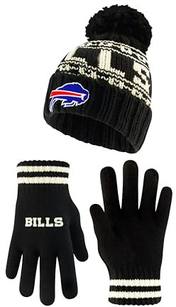 Ultra Game Youth NFL Offizielle superweiche Wintermütze mit Zopfmuster, Strickmütze mit extra warmen Touchscreen-Handschuhen