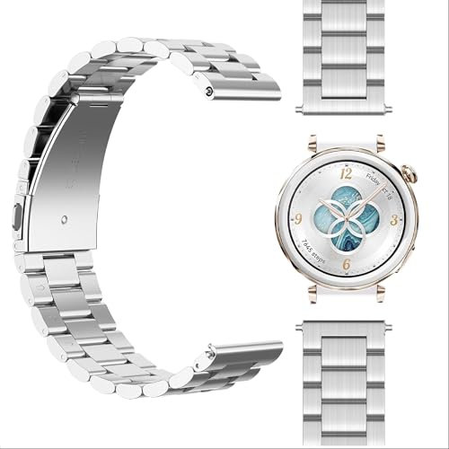 GIOPUEY Correas Compatible con Huawei Watch GT 6/GT 5 41mm, Acero inoxidable La Correa [Resistente al Desgaste] Pulsera - silver