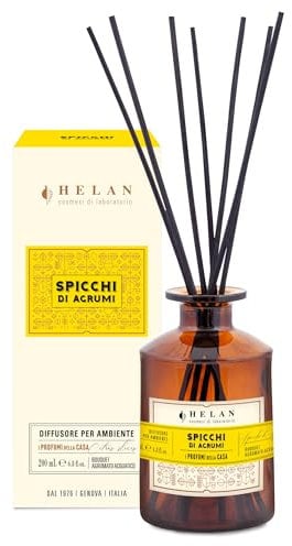 Helan Spicchi di Agrumi - Profumatore per Ambienti, Profumo Ambiente con Bastoncini per Diffusori dalle Note di Arancia Dolce - Idee Regalo Deodorante e Profumatori Ambiente, 200 ml - Made in Italy