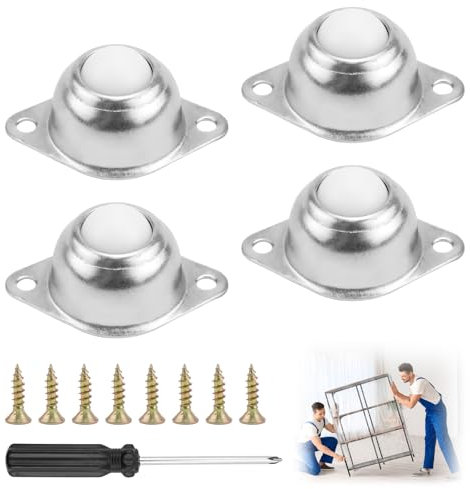 TYBYBB Kugelrollen Schwerlast Möbelrollen Kleine 15mm Rund Mini Flach Rollenrad Gleitrollen Ball mit 360°Nylon Roller Kugelrollen Set für Möbel Küchengeräte Schiebe Schlitten