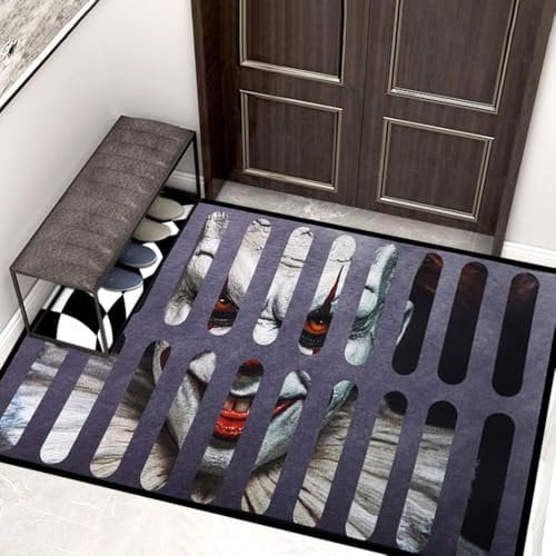 NEW-YIJUNSHUN Halloween Door Mat Indoor Outdoor Funny Horror Doormat,Bathroom Nonslip Floor Rug Square Halloween Carpet Anti Slip Entrance Mat Outside (A)