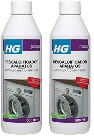 HG Descalcificador Aparatos, Quita Manchas de Cal para Hervidores, Cafeteras y Lavadoras, Eficaz Eliminador de Cal Profesional - 500 ml (Paquete de 2)