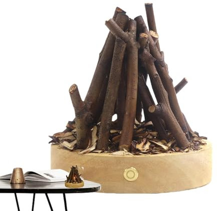 Campfire Night Light - USB Rechargeable Bonfire Lamp 3 Modes Adjustable - Pretend Campfire LED Fake Fire Pit Firewood Lamp for Bar Home Table Centerpiece, Christmas Decorations