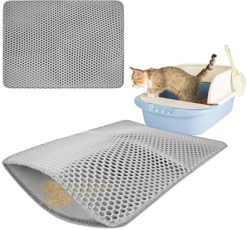 Tappetino Lettiera Gatto, 59,5 x 44,5 cm Tappeto Lettiera Gattos, Tappetino per Lettieras Gatti Doppio Strato Favo Sottociotola, Tappeto Gatto Lettiera